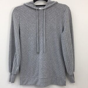 Nine West Soft Diagonal Plush Striped Hooded Long Sleeve Shirt Size XS EXCELLENT